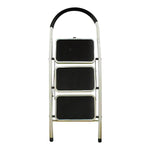 Escalera Tubular De Acero 3 Escalones Antiderrapantes Blanco
