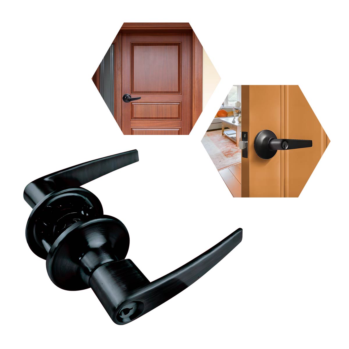 Cerradura Chapa Manija De Entrada C/ Llave Botón Negro Kovac