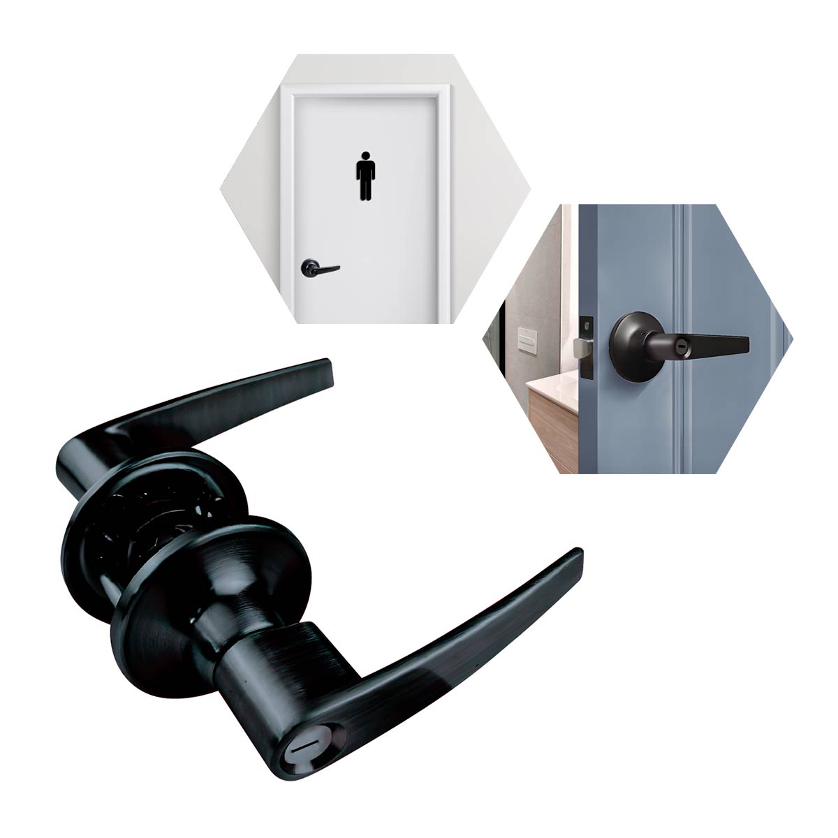 Cerradura Chapa Manija Para Baño C/ Ranura Botón Negro Kovac