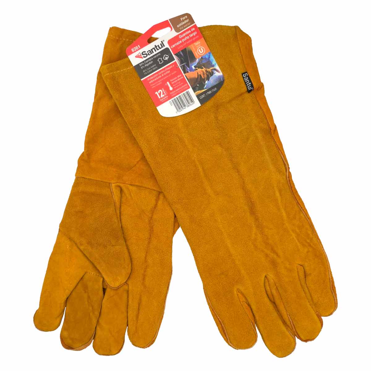 3Pz Par De Guantes De Carnaza Largo Para Soldar Unitalla SANTUL Ferreabasto