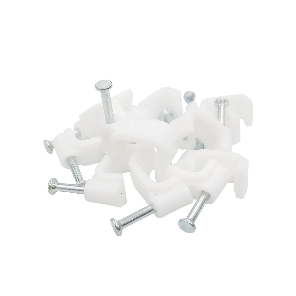 Grapa Para Cable Plano 10mm Blanco Bolsa Con 20Pzs
