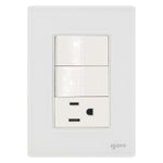 Placa Armada Cristal Con 2 Apagadores Sencillos Y 1 Contacto de 1 Modulo Blanco Igoto IGOTO Ferreabasto