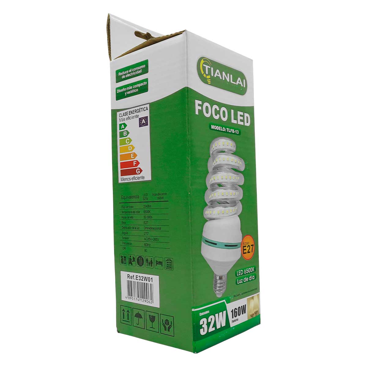 Foco Lampara Espiral De Led 32W Luz Blanca 6500K KYT Ferreabasto