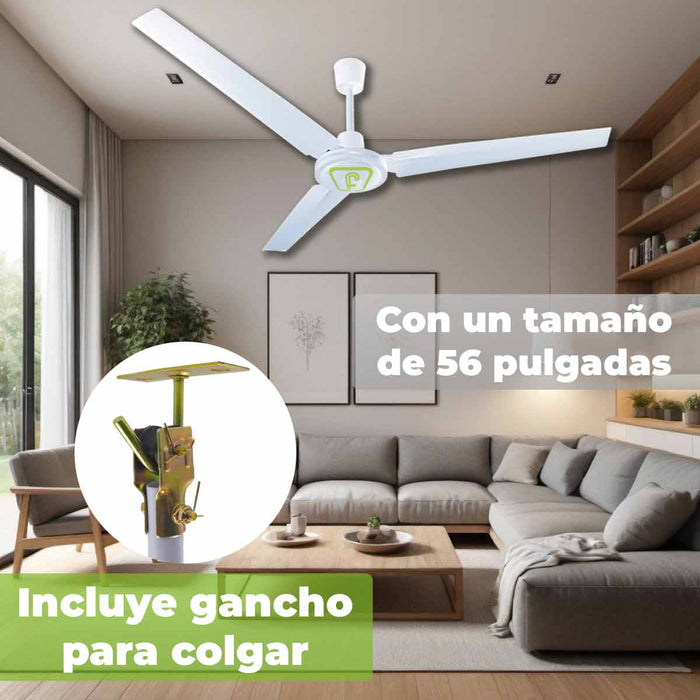 Ventilador P/Techo 5 Vel. Motor Grande Blanco Tipo Vec
