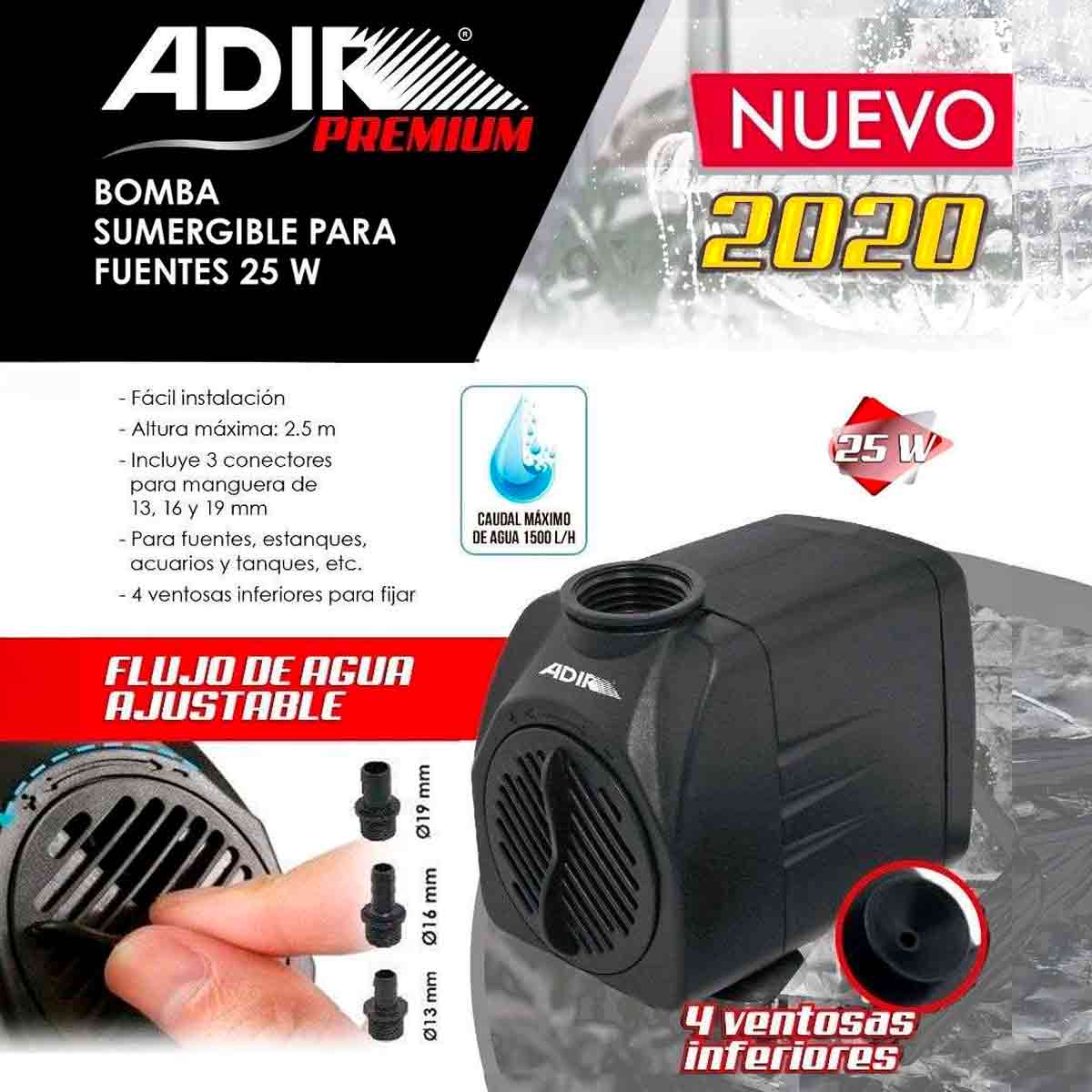 Bomba Sumergible Para Fuente Acuario Tanque 25w 9240 Adir ADIR Ferreabasto