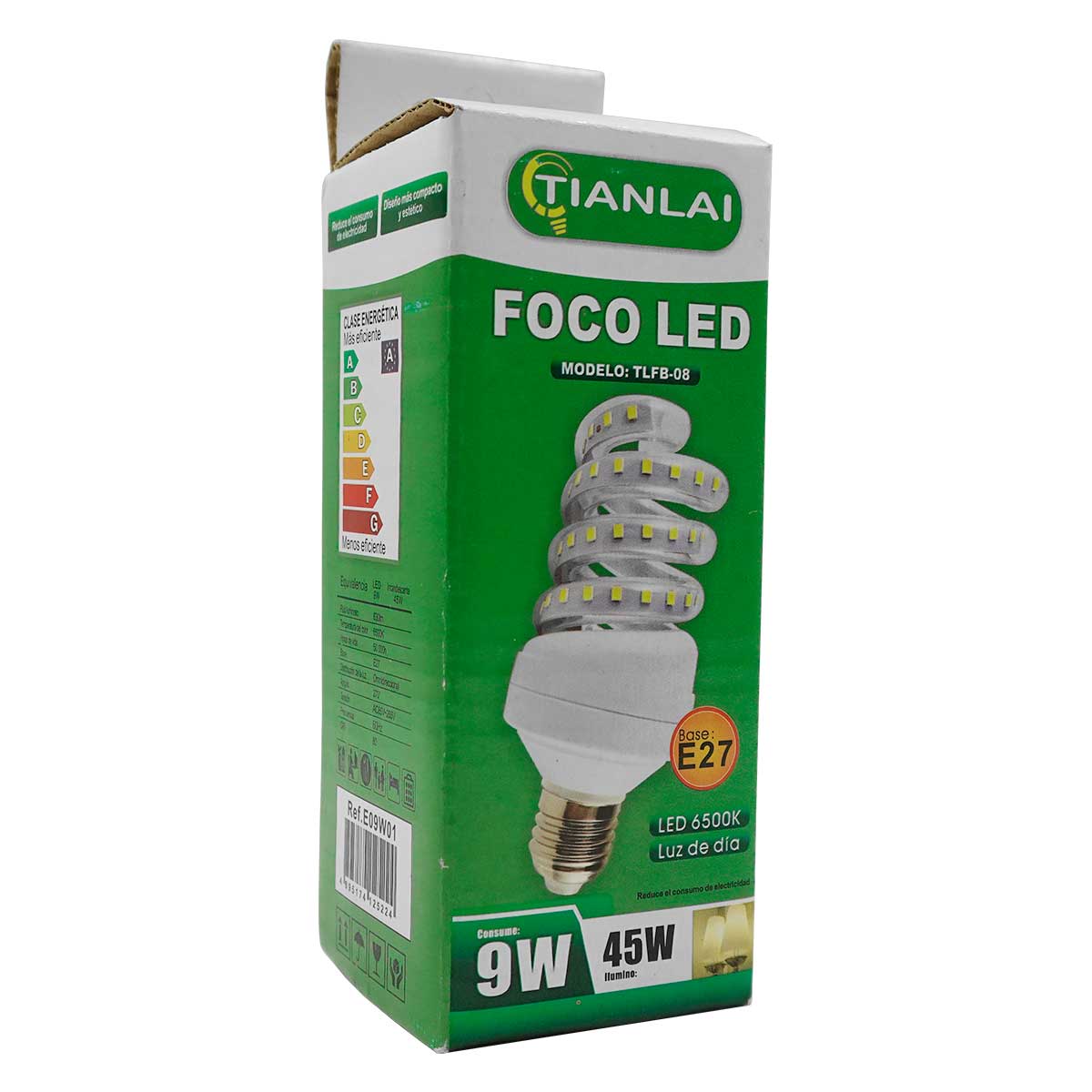 Foco Lampara Espiral De Led 9W 720Lm Luz Blanca Tianlai IMPORTACIONES KYT SA DE CV Ferreabasto