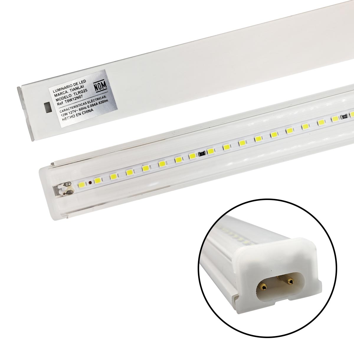 Tubo Led Luminario T8 12W Luz Blanca Base Integrada 57Cm