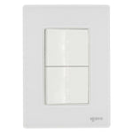 Placa Armada Cristal Con 2 Apagadores Sencillos de 1.5 Modulos Blanco Igoto IGOTO Ferreabasto