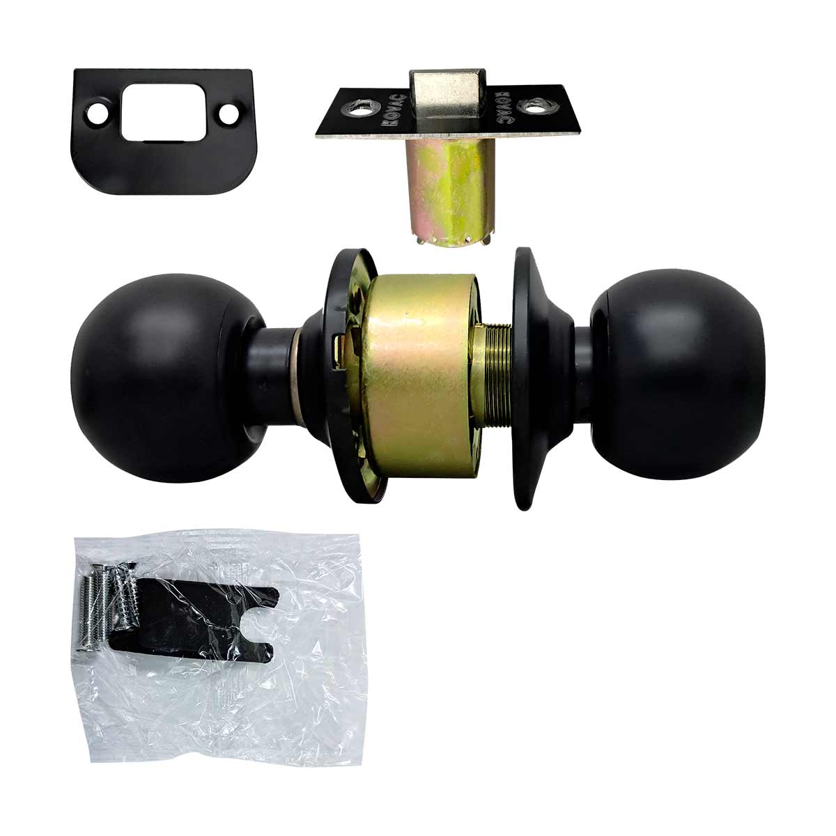 Cerradura Cilíndrica Chapa Baño Perilla Ranura Botón Negro Kovac