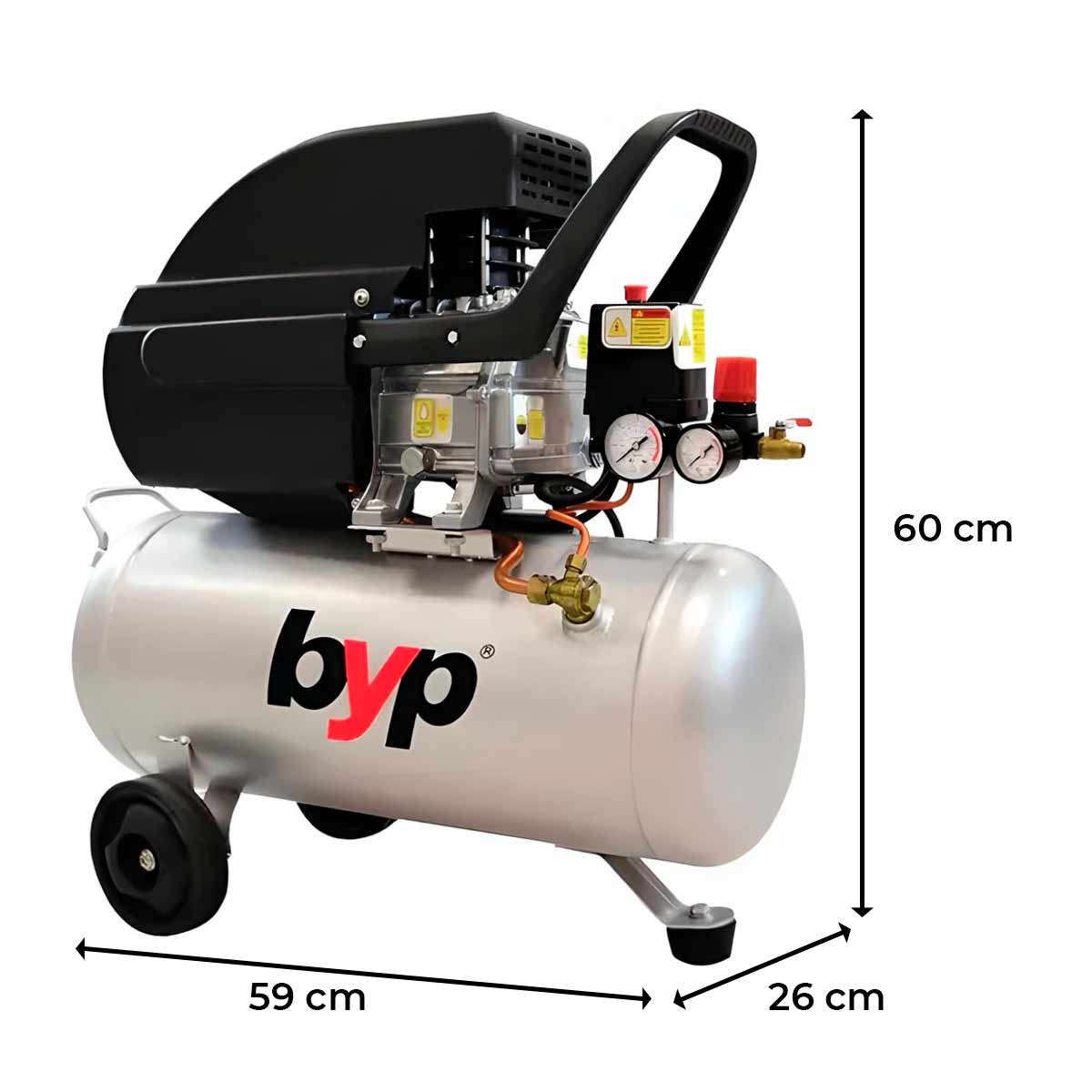Compresor 2.5Hp 25 Galones 120 Psi 206 L/min Profesional Byp