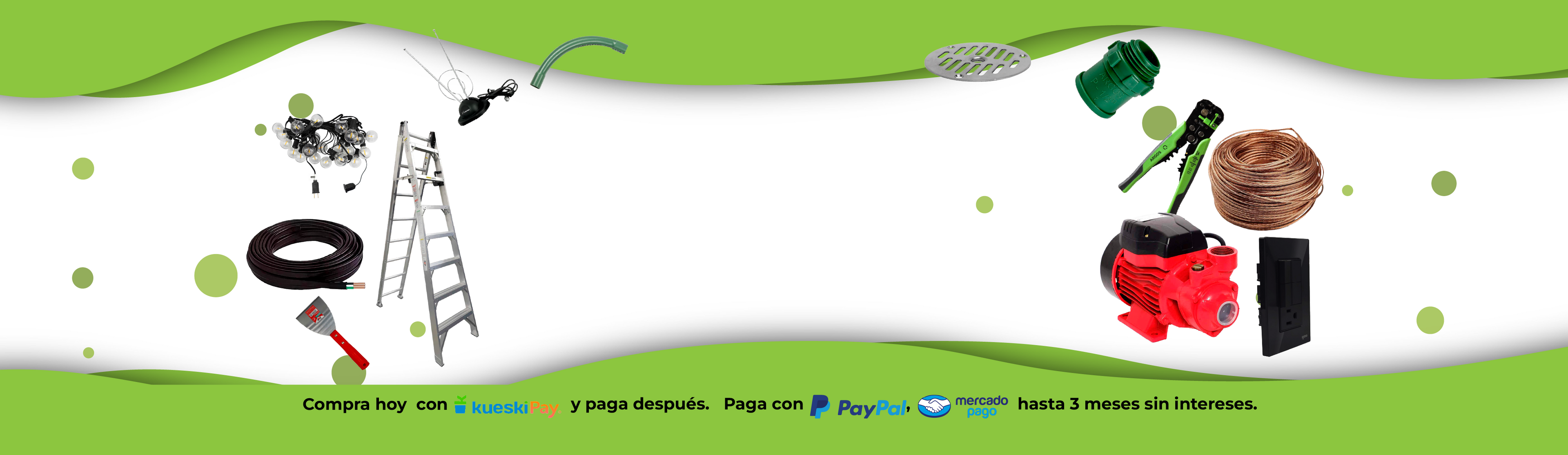 banner ferreteria ferretero herramientas herramienta cable escalera iluminacion luces espatulas bomba sumergible bomba de agua ferreabasto