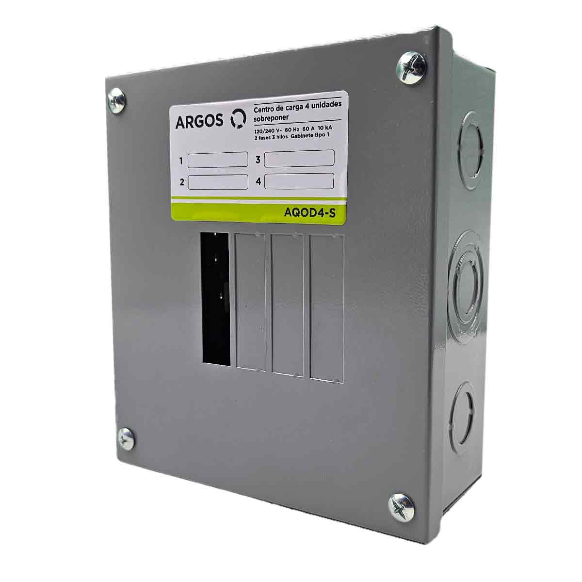 Centro de carga de 4 polos sobreponer 70A 2f, 3h acero Argos