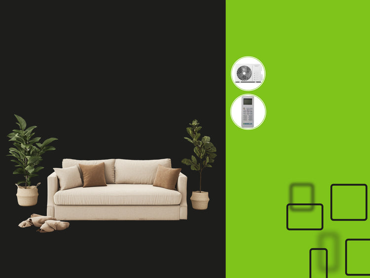 banner sala beige con plantas control aire acondicionado tienda en linea ferreabasto