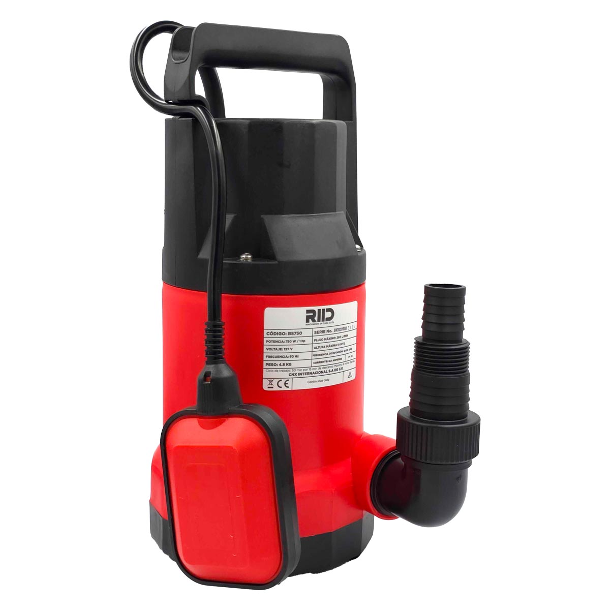 Bomba Sumergible 1/2 HP Bobina De Cobre Con Flotador Electronivel CNX Uso Domestico y Agricola