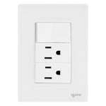 Placa Armada Cristal Con 1 Apagador Sencillo Y 2 Contactos de 1 Modulo Blanco Igoto IGOTO Ferreabasto
