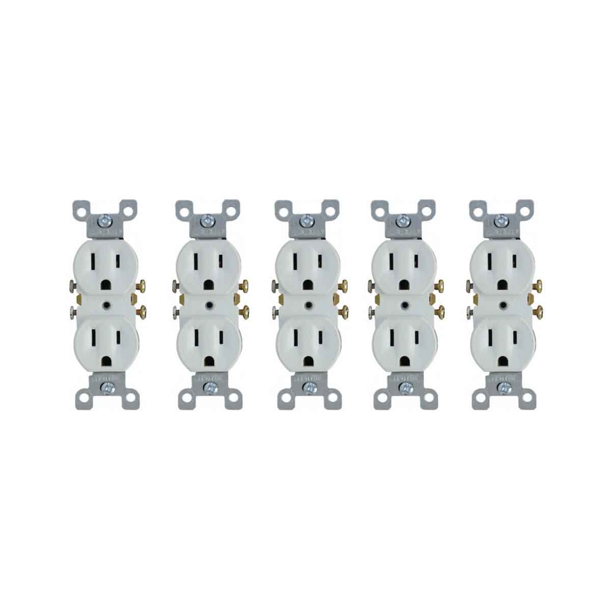 Pack 5 Contacto Doble 125V-15A Baquelita Blanco Yeilite YEILITE Ferreabasto