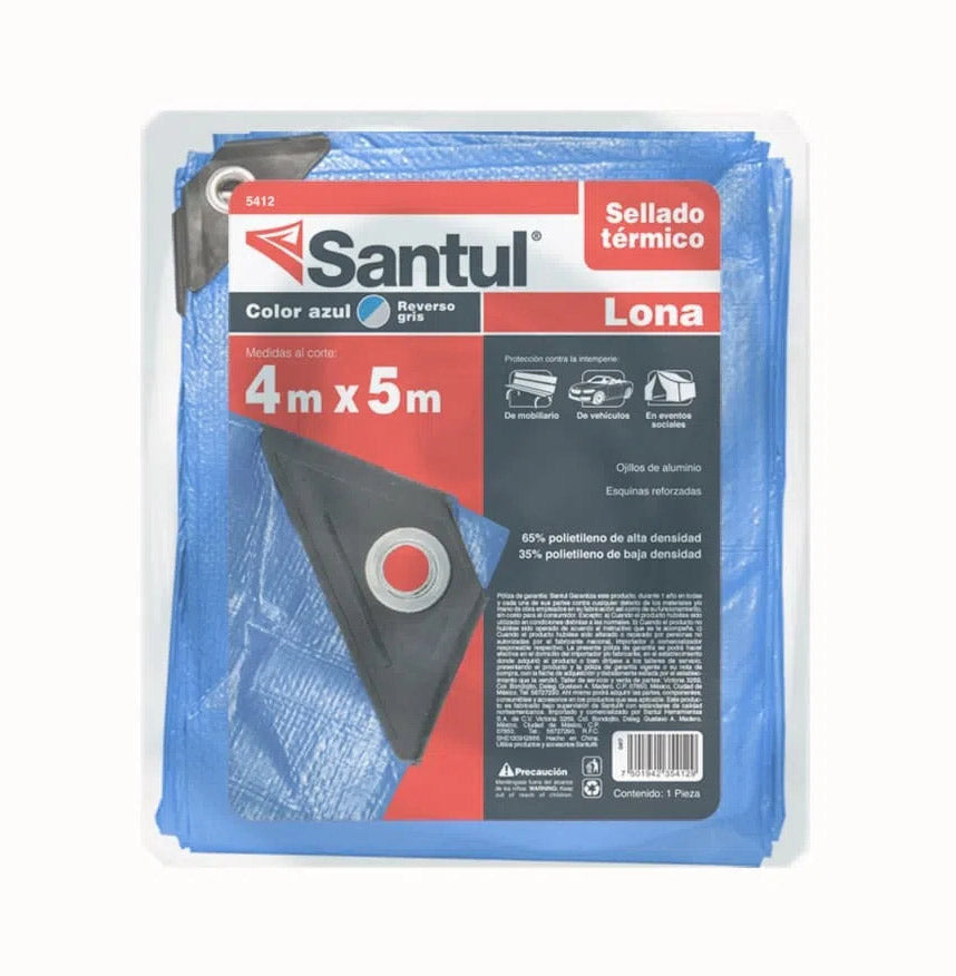 Lona Uso Ligero Azul Reforzado 110gr Para Toldo 4x5m Santul - Ferreabasto