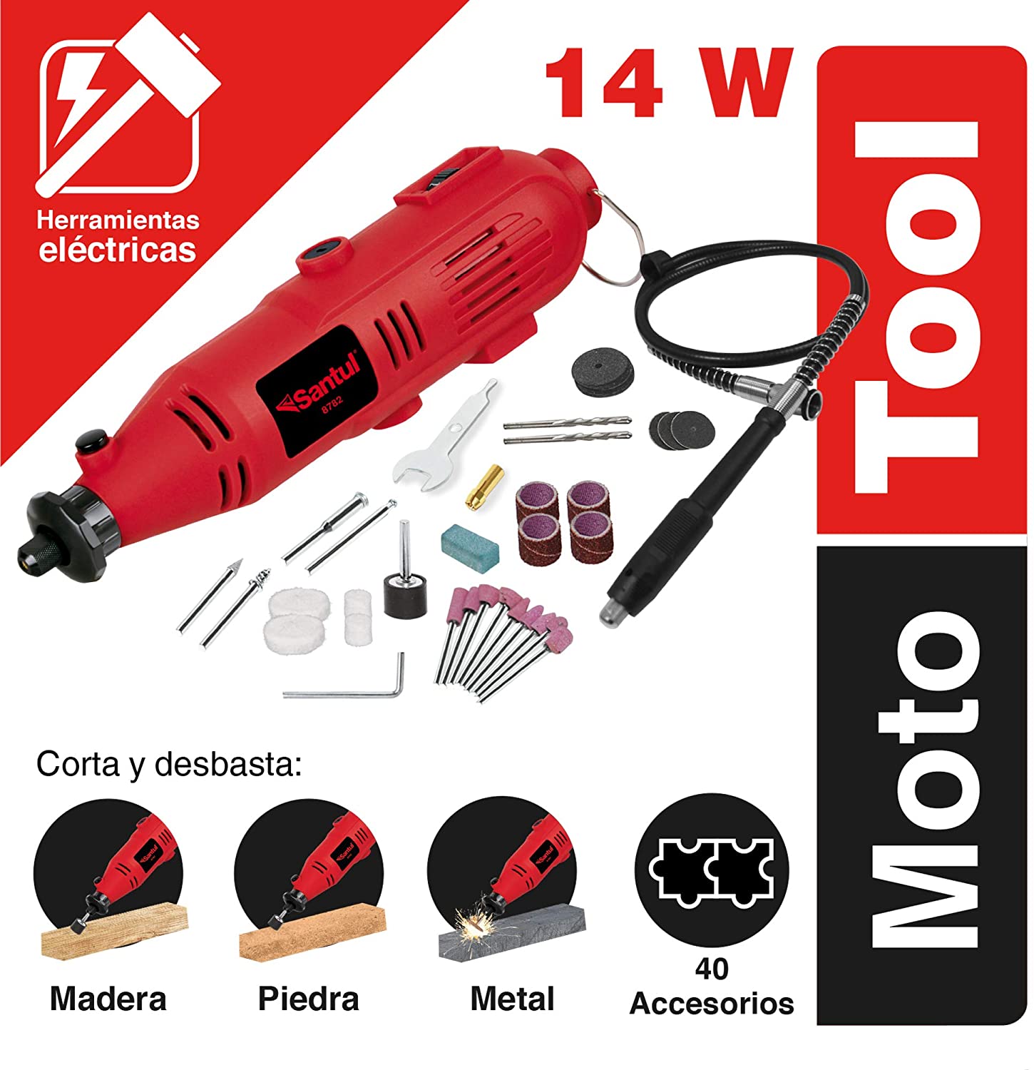 Herramienta Rotativa MotoTool Santul 1/8&quot; 140W Con Accesorios SANTUL Ferreabasto