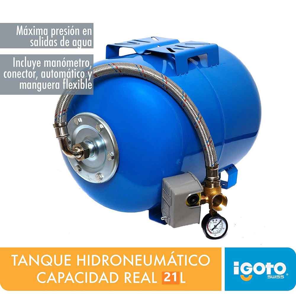 Bomba Periferica Duo 1/2Hp Y Tanque Hidroneumatico 21L Igoto IGOTO PUMPS Ferreabasto