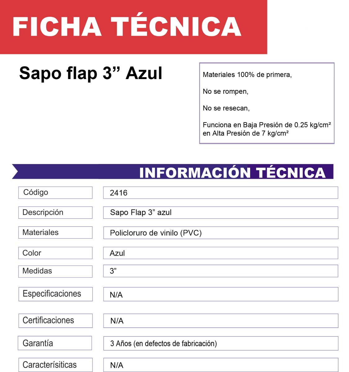 Sapo Descarga Sanitario WC 2416N I Fleximatic 3 Pulgadas 3 piezas FLEXIMATIC Ferreabasto