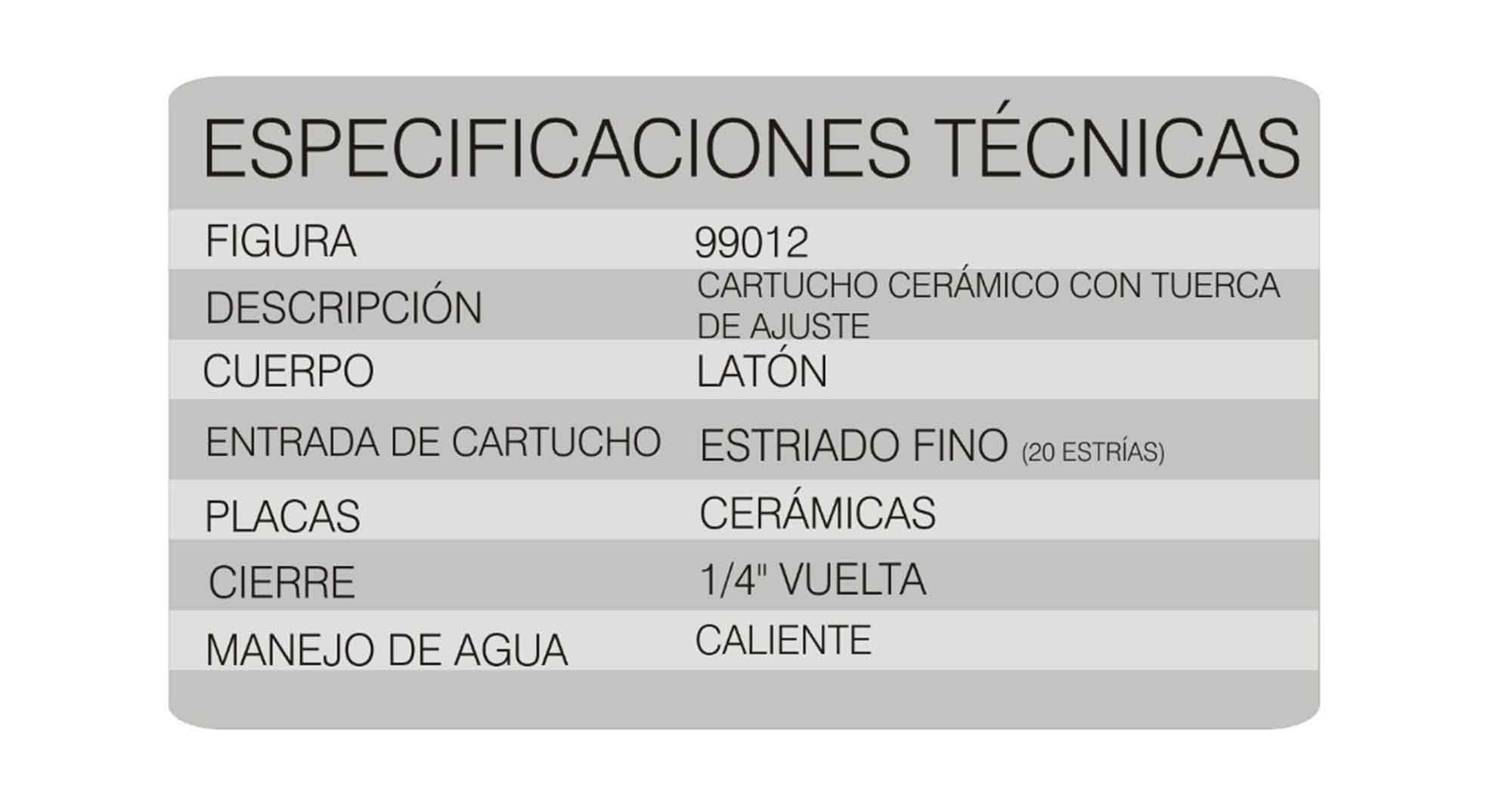 Cartucho Ceramico Laton 20 Estrias Agua Caliente Fontanery FONTANERY Ferreabasto