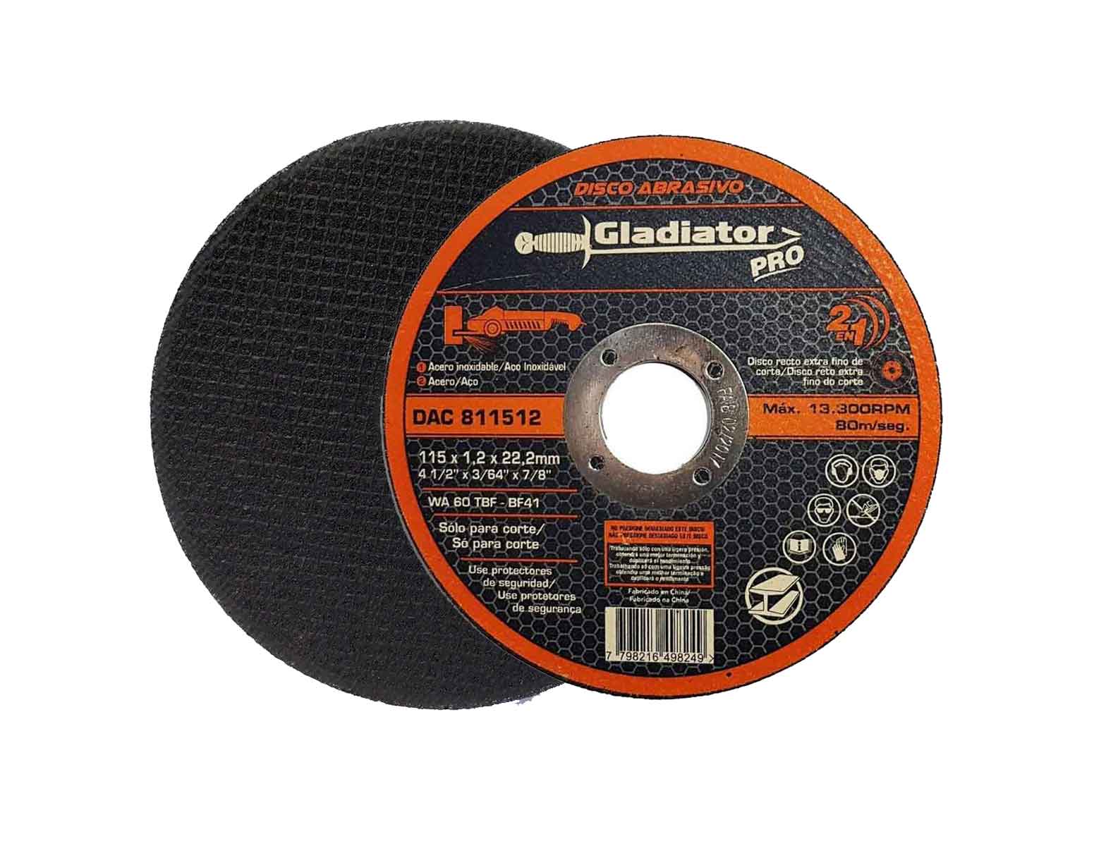 Pack 25 Disco Abrasivo Corte Fino 4 1/2" 1.2mm Profesional GLADIATOR Ferreabasto