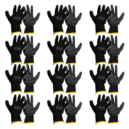 12 pares guantes negros nitrilo trabajo rudo mecanico