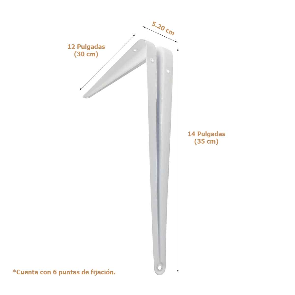 Mensula Blanca 12x14 Pulgadas Prax Repisa Estante 12 Piezas PRAX Ferreabasto