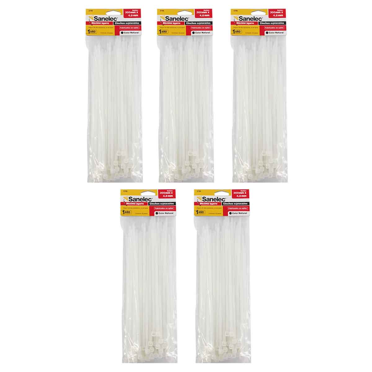 Cincho Plastico 4.8x300mm Natural 250 piezas (5 bolsas) Santul 5785 SANELEC Ferreabasto