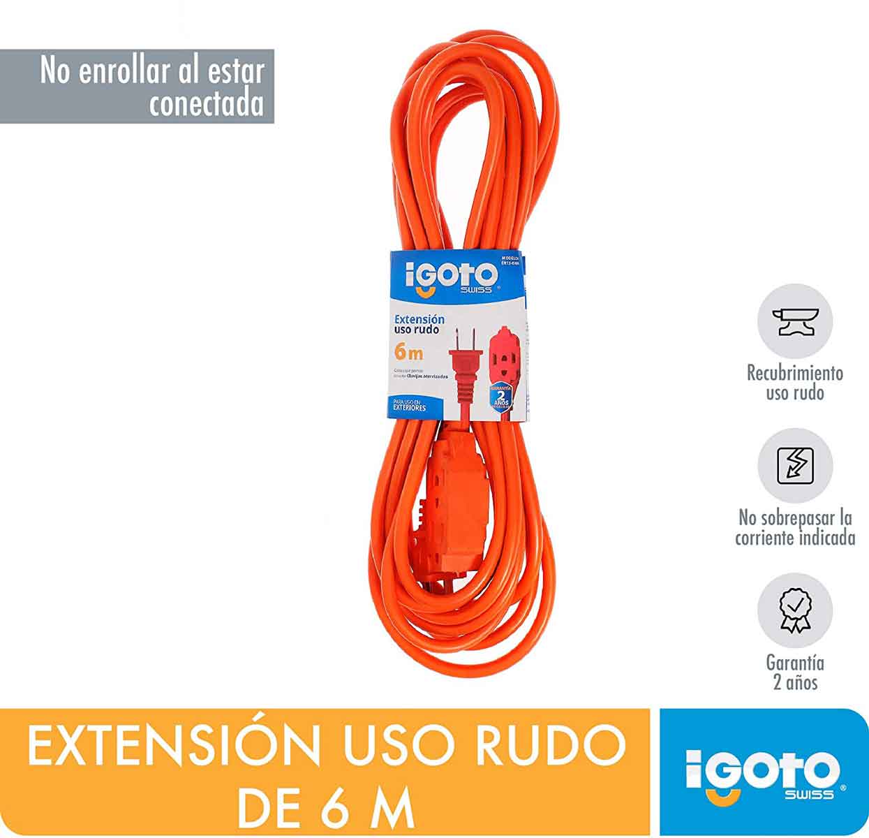 Extension Uso Rudo Naranja 16Awg 6M Igoto IGOTO Ferreabasto