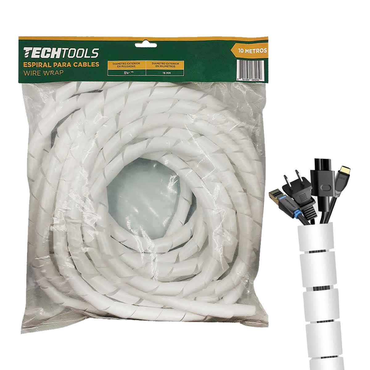 Organizador Espiral Para Cables Techtools Blanco 10 Mts 3/4 Hogar Ofic –  Ferreabasto