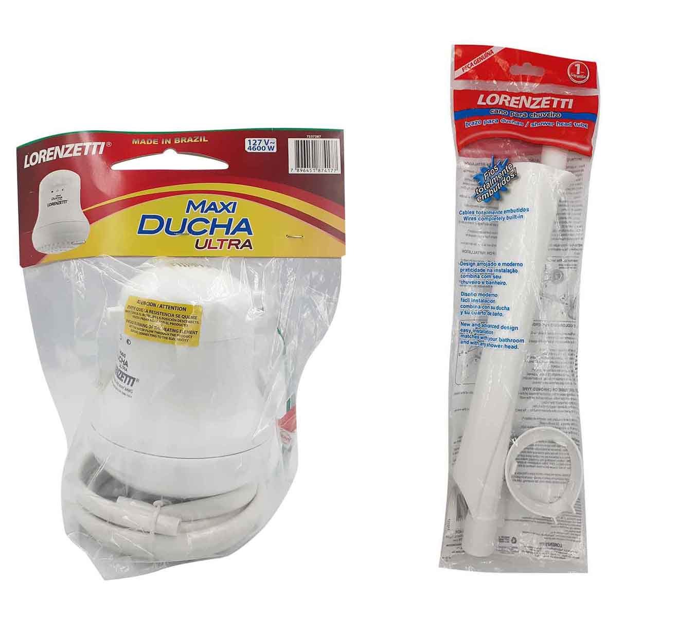 Regadera Electrica Maxi Ducha Ultra 3 Temperaturas 127V 4600w Blanca Con Brazo Lorenzetti LORENZETTI Ferreabasto