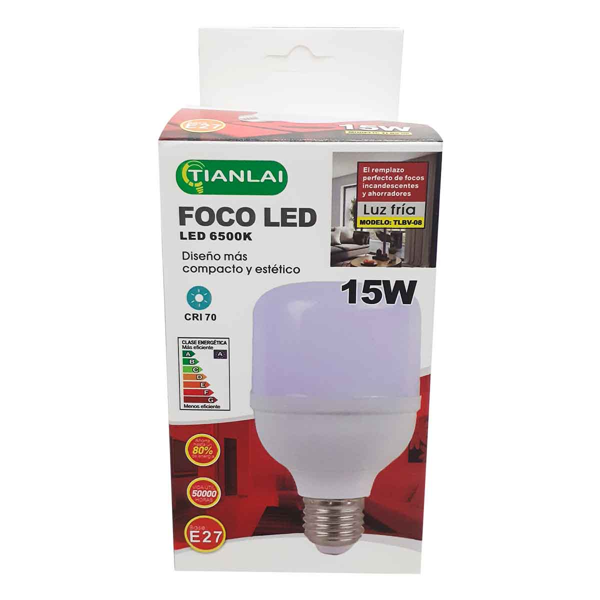 Foco Led Tipo Bala 15W Tianlai Luz Fria 6500K 1200lm 5 Piezas TIANLAI Ferreabasto
