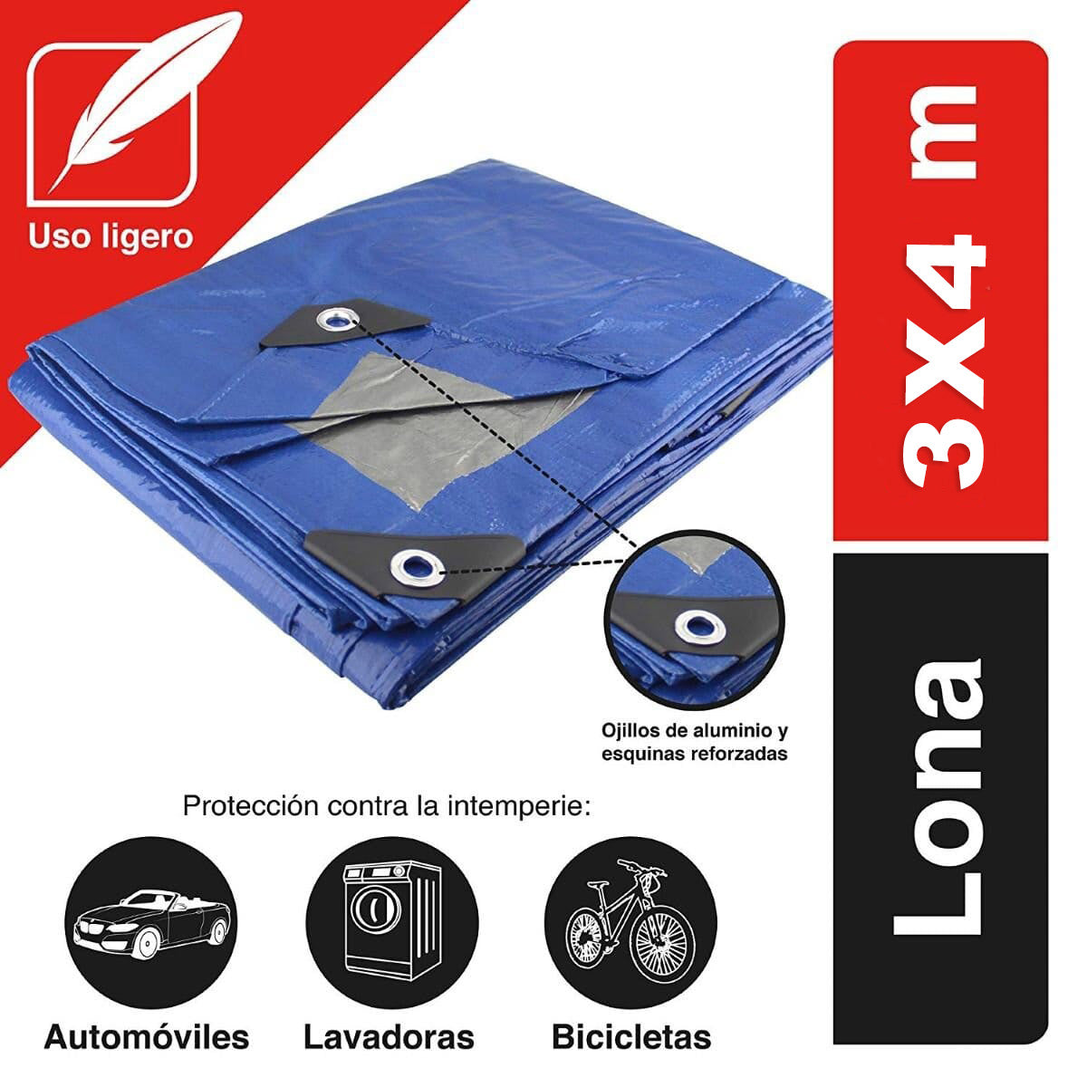 Lona Uso Ligero Azul Reforzado 110gr Para Toldo 3x4m Santul - Ferreabasto