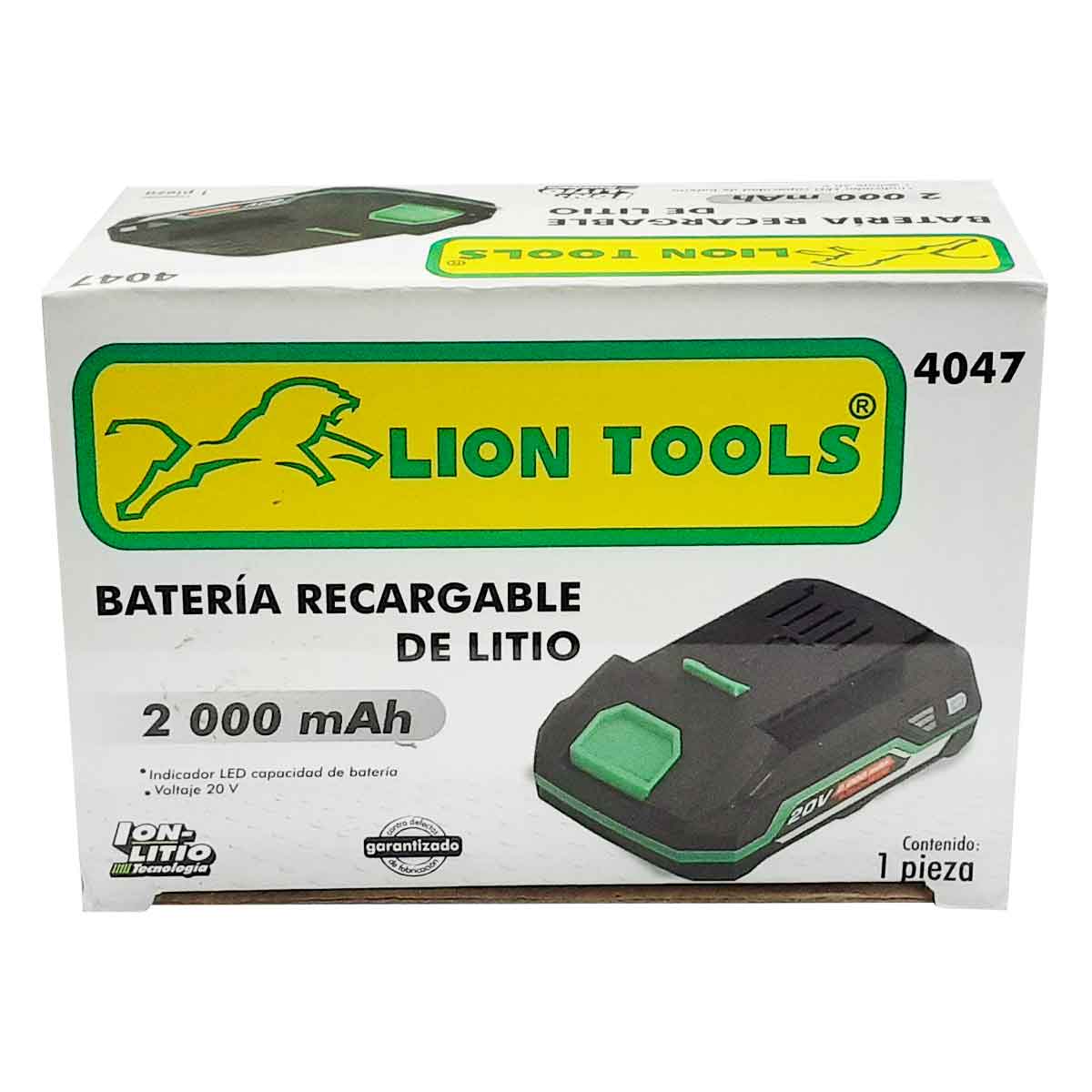caja bateria recargable litio negro con verde lion tools