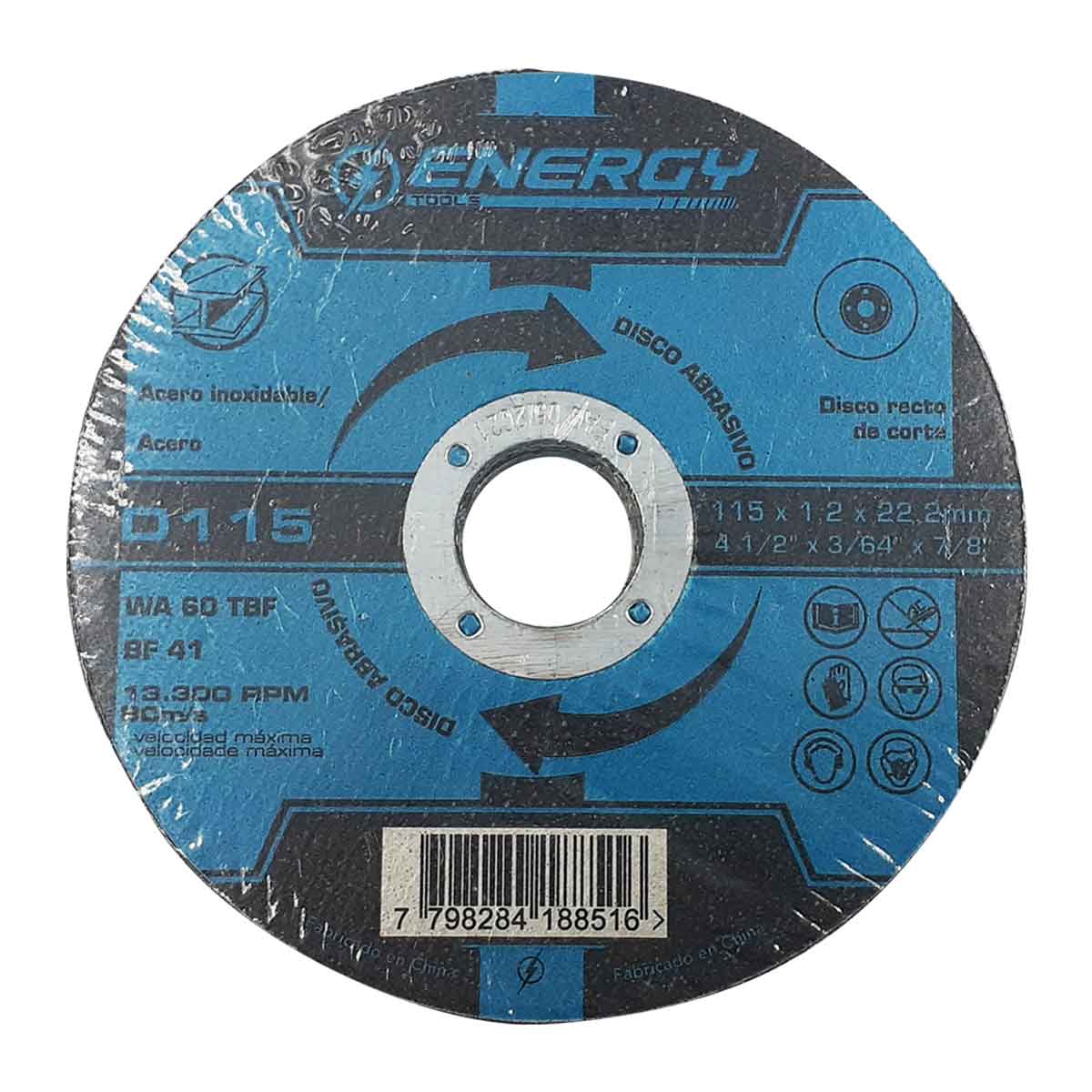 Disco De Corte Fino Para Acero y Acero Inoxidable 4 1/2 Pulgada D115 10 Piezas Energy ENERGY Ferreabasto