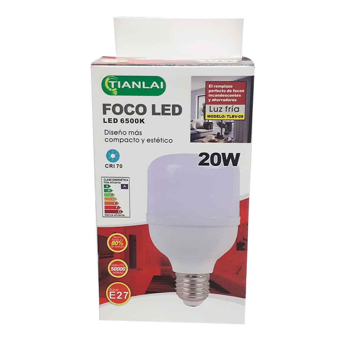 Foco Led Tipo Bala 20W Tianlai Luz Fria 6500K 1600lm 5 Piezas TIANLAI Ferreabasto