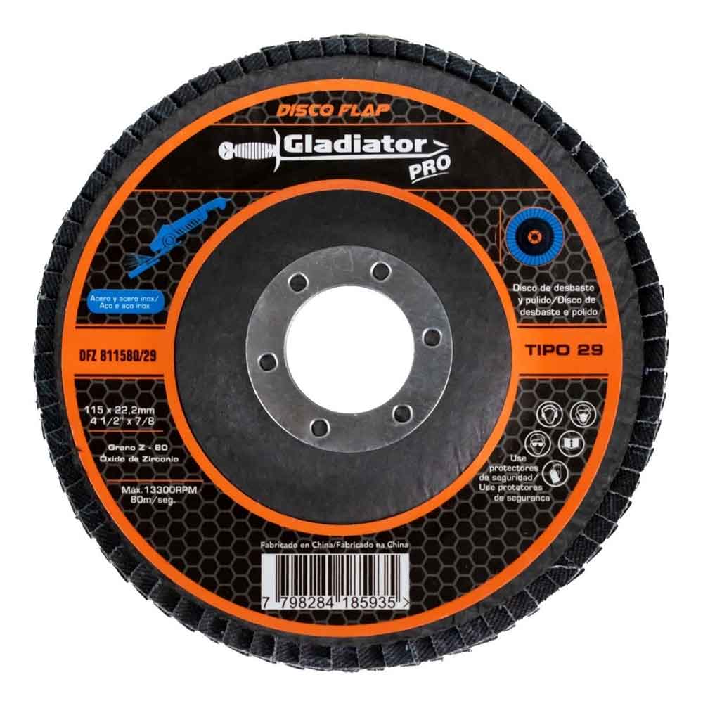 Pack 10 Disco Desbaste Pulido Zirconio 4 1/2&quot; Grano 80 T/29 GLADIATOR Ferreabasto