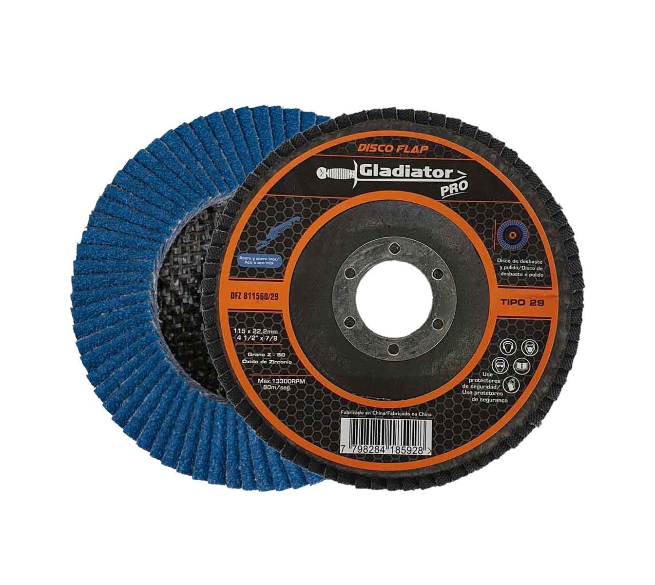 Pack 10 Disco Desbaste Pulido Zirconio 4 1/2" Grano 60 T/29 GLADIATOR Ferreabasto