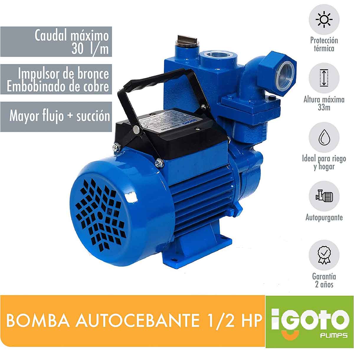 Bomba autocebante 1/2Hp 370w At60 Y Presurizador Automatico 1Hp Amc-10 Igoto IGOTO PUMPS Ferreabasto