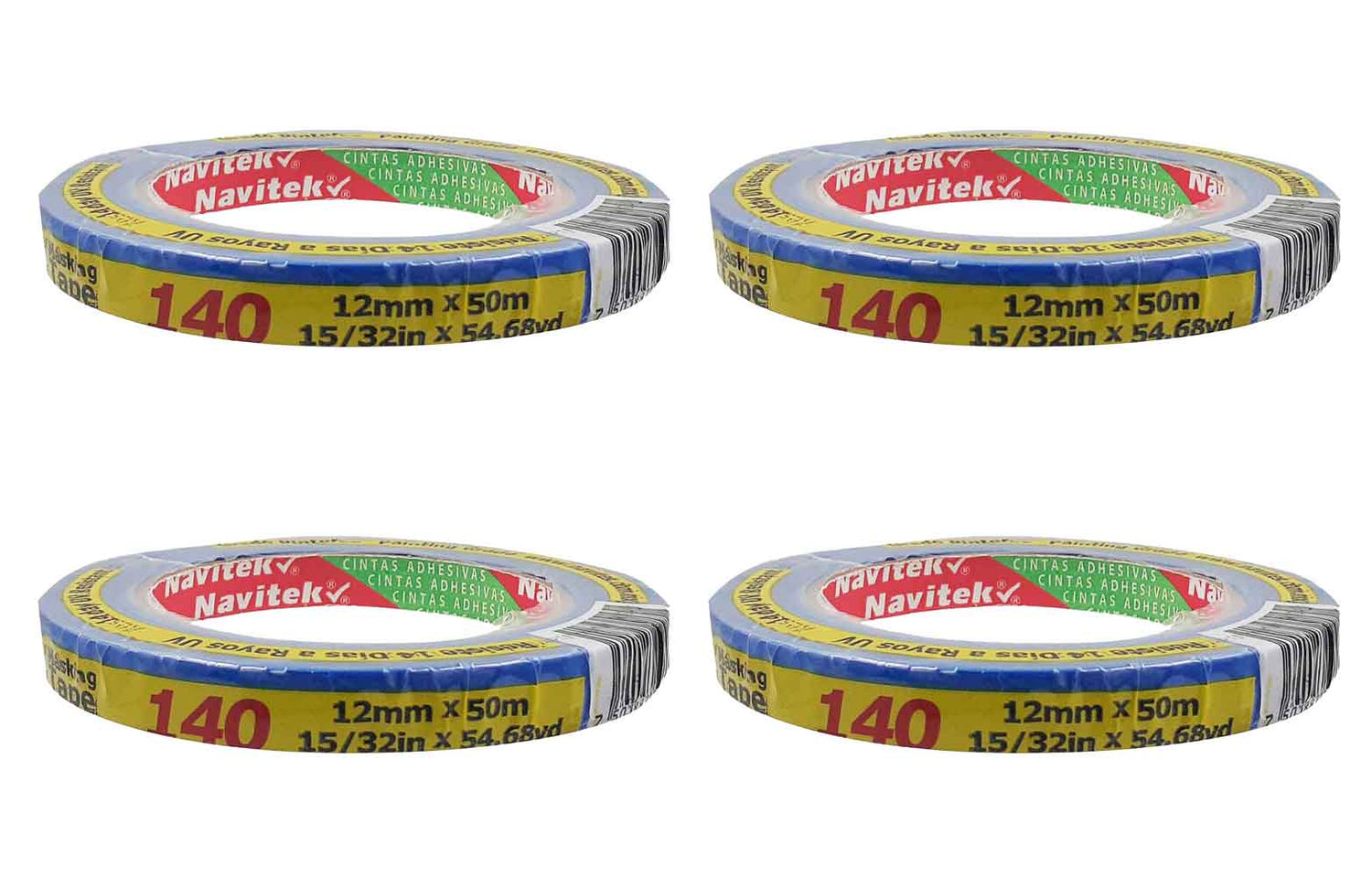 Masking Tape Azul 14 Dias Navitek 140 Para Pintar 12mm x 50m 4 Piezas NAVITEK Ferreabasto