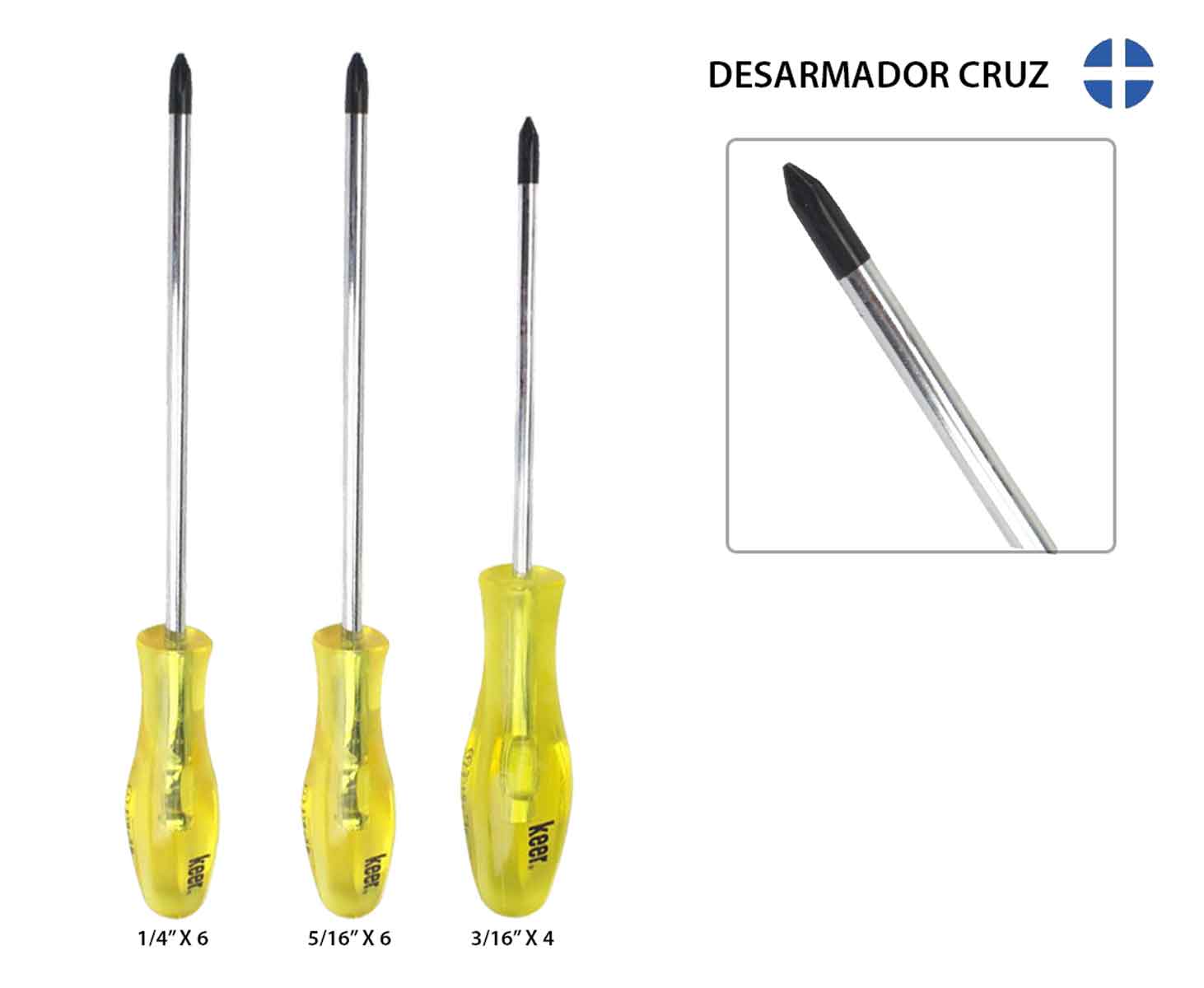 Juego De 6 Desarmador Punta Plana y Phillips Cruz Mango Pvc Linea Keer Santul KEER Ferreabasto