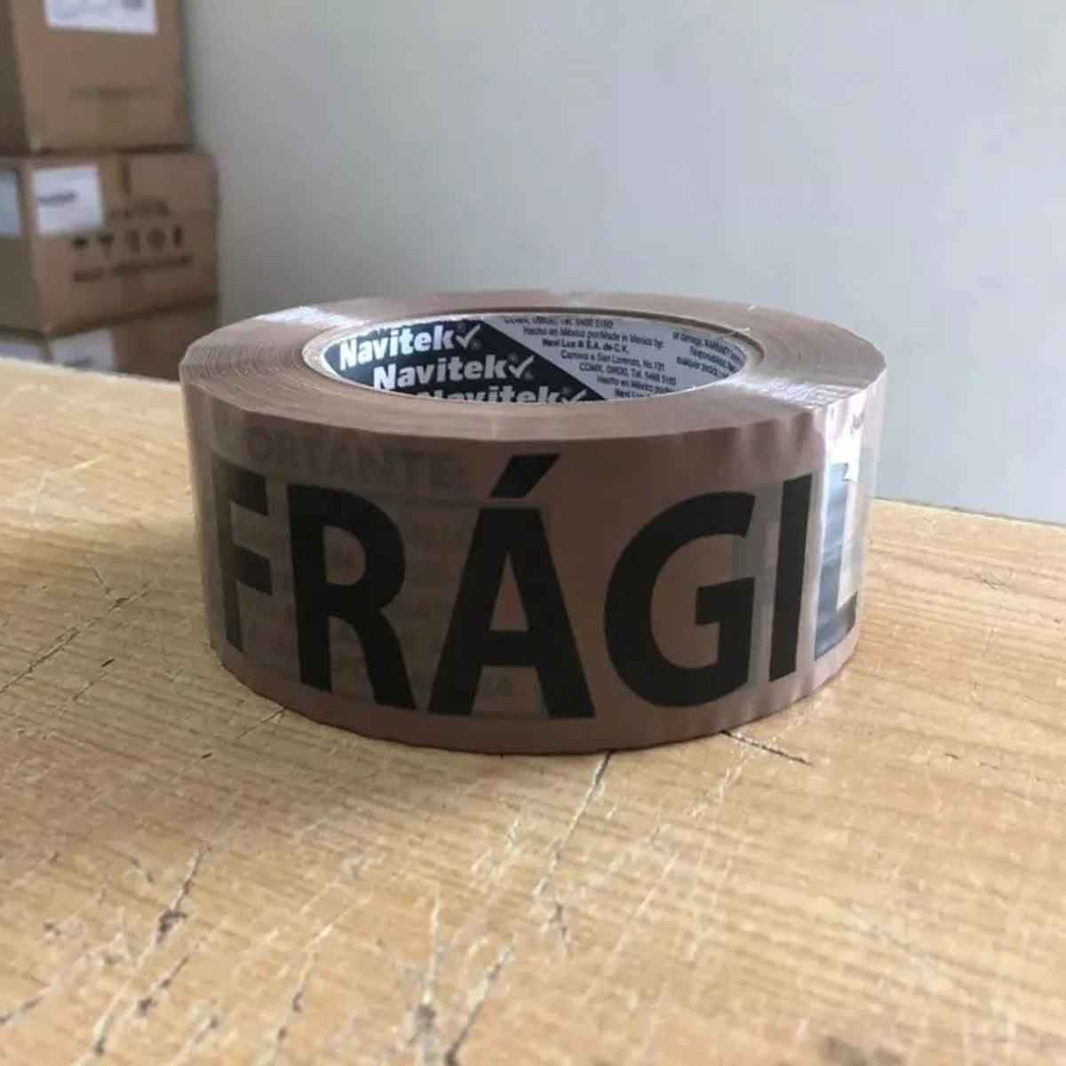 Cinta Empaque Leyenda Fragil Navitek Canela Letras Negras 48mm x 150m 3 Piezas NAVITEK Ferreabasto