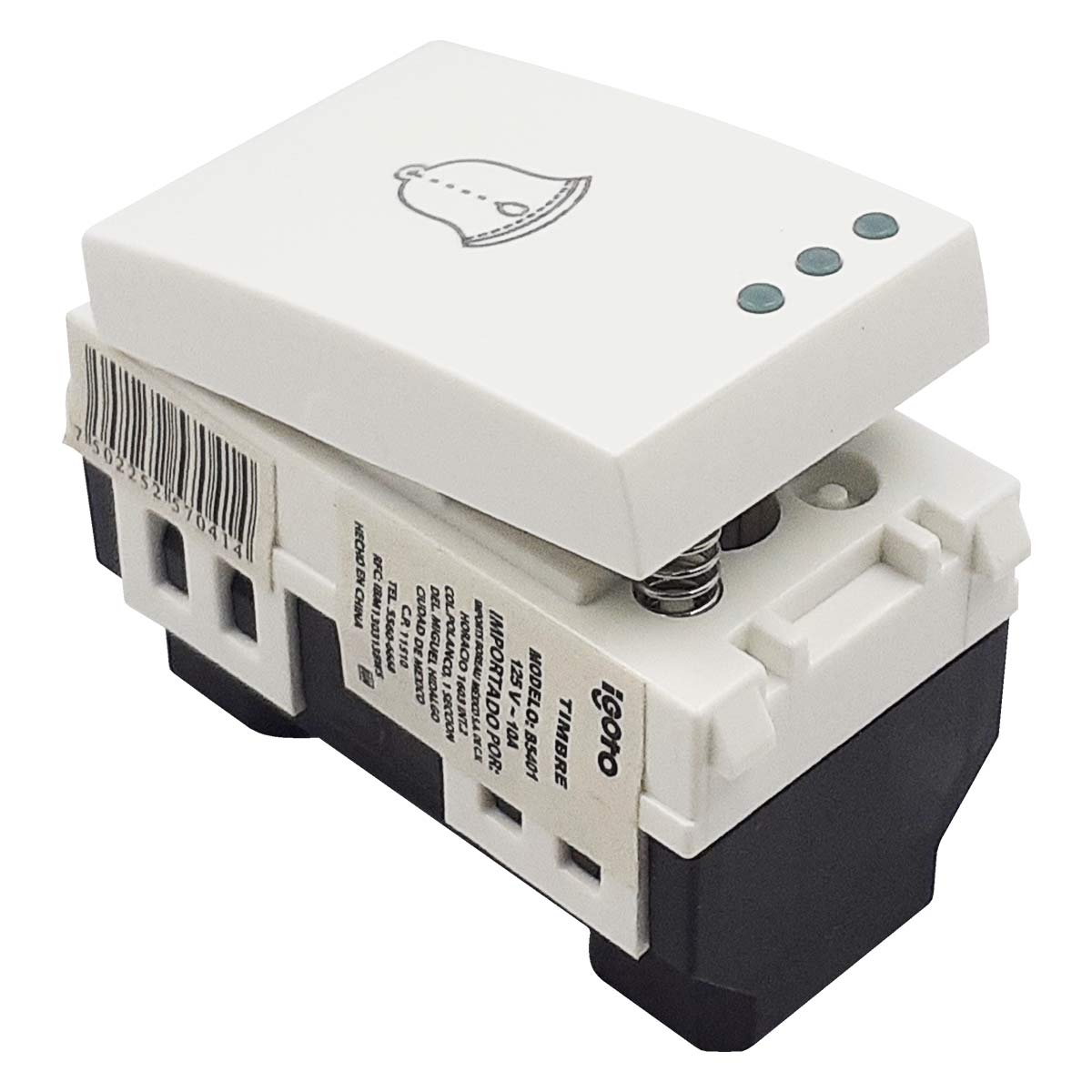 boton de timbre blanco con dibujo de campana