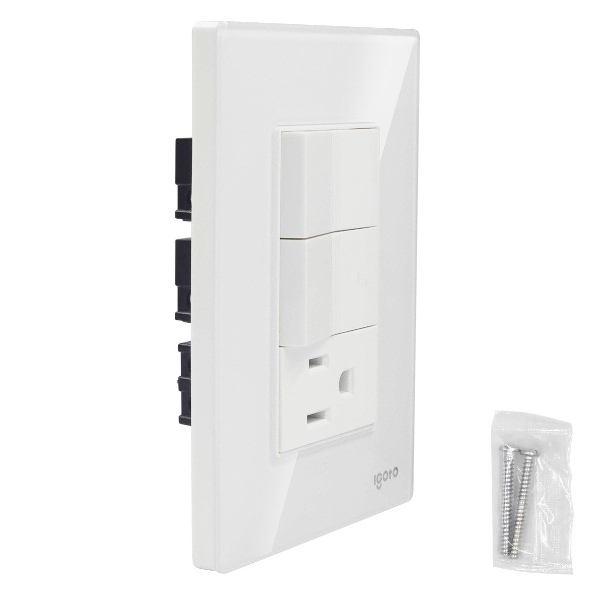Placa Armada Cristal Con 2 Apagadores Sencillos Y 1 Contacto de 1 Modulo Blanco Igoto IGOTO Ferreabasto