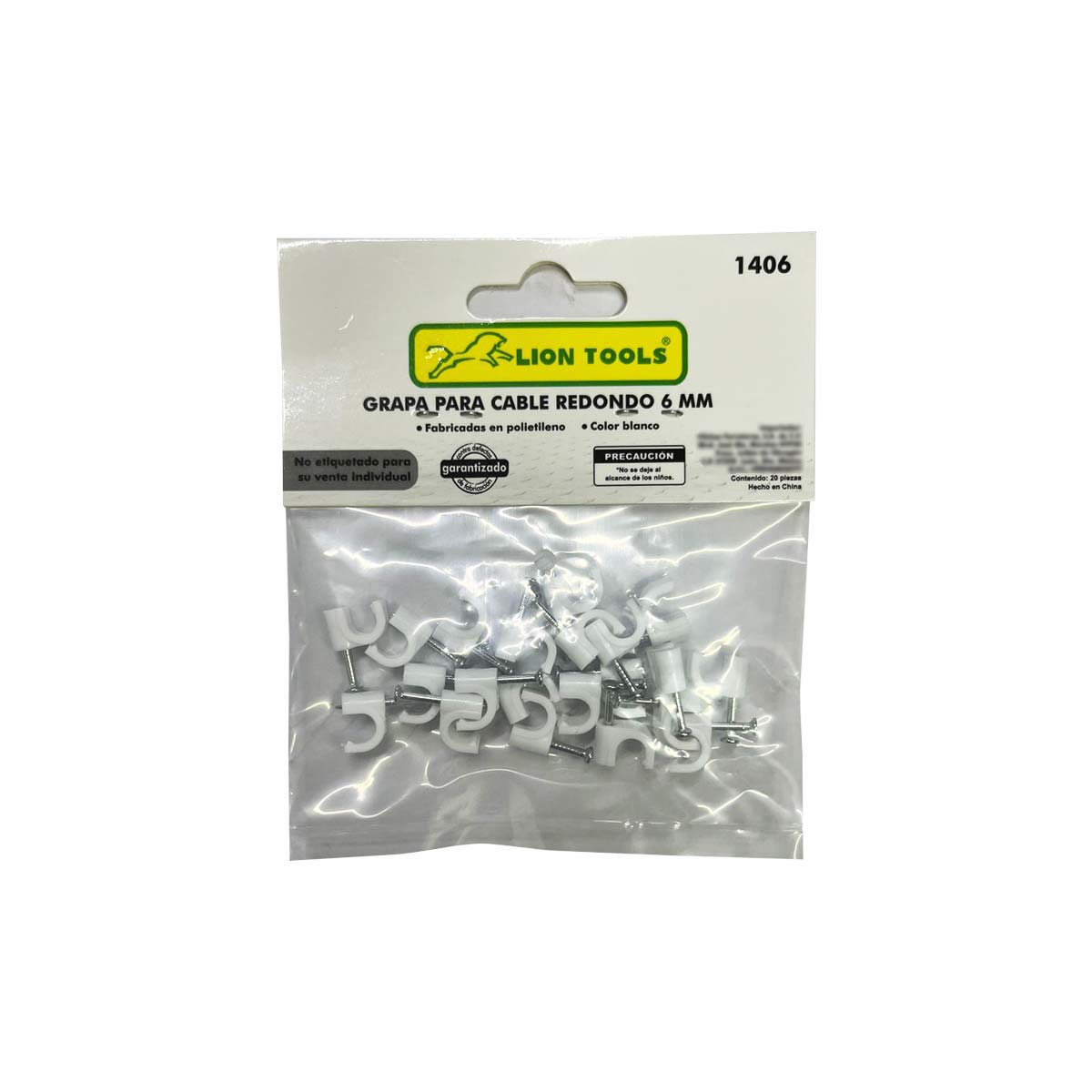 Grapa Para Cable Redondo 6mm Color Blanco 100 Pzs