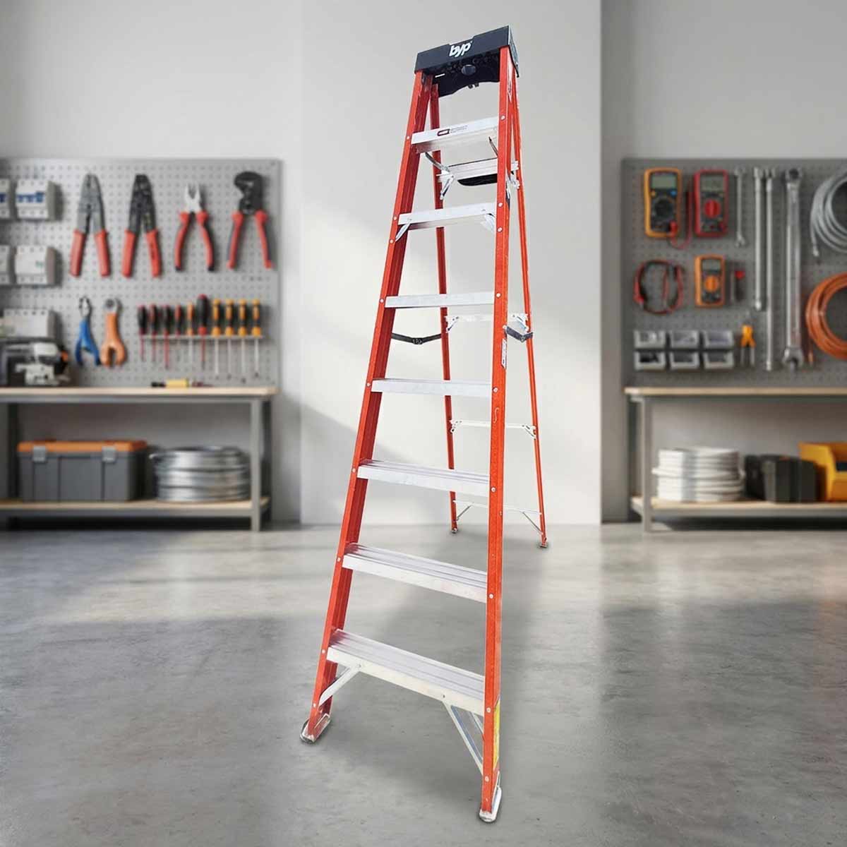 Escalera Tijera De Fibra De Vidrio Tipo II 175 Kg 7 Escalones