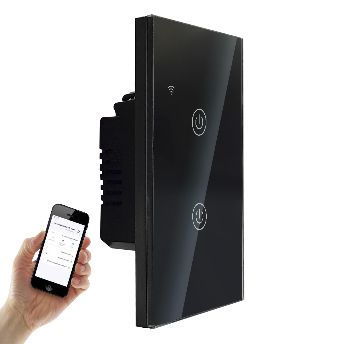 Apagador Inteligente Wifi Touch 2 Botones Negro Compatible Con Alexa Google LUMMA Ferreabasto
