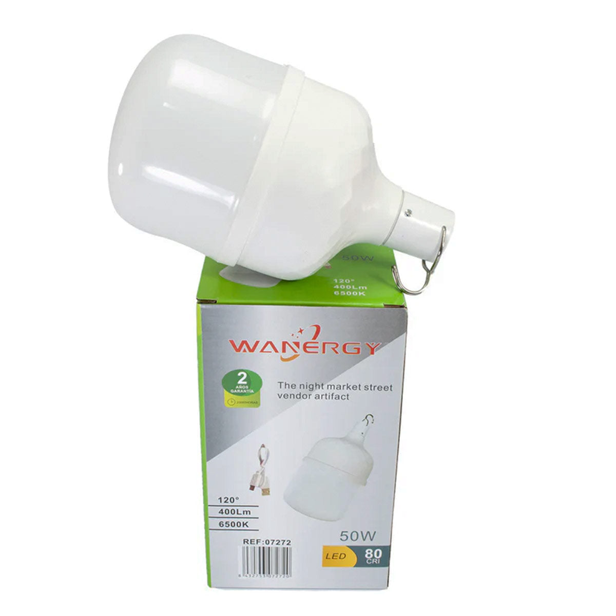 Foco Led Lampara Recargable De Emergencia 50W 8000K Blanco