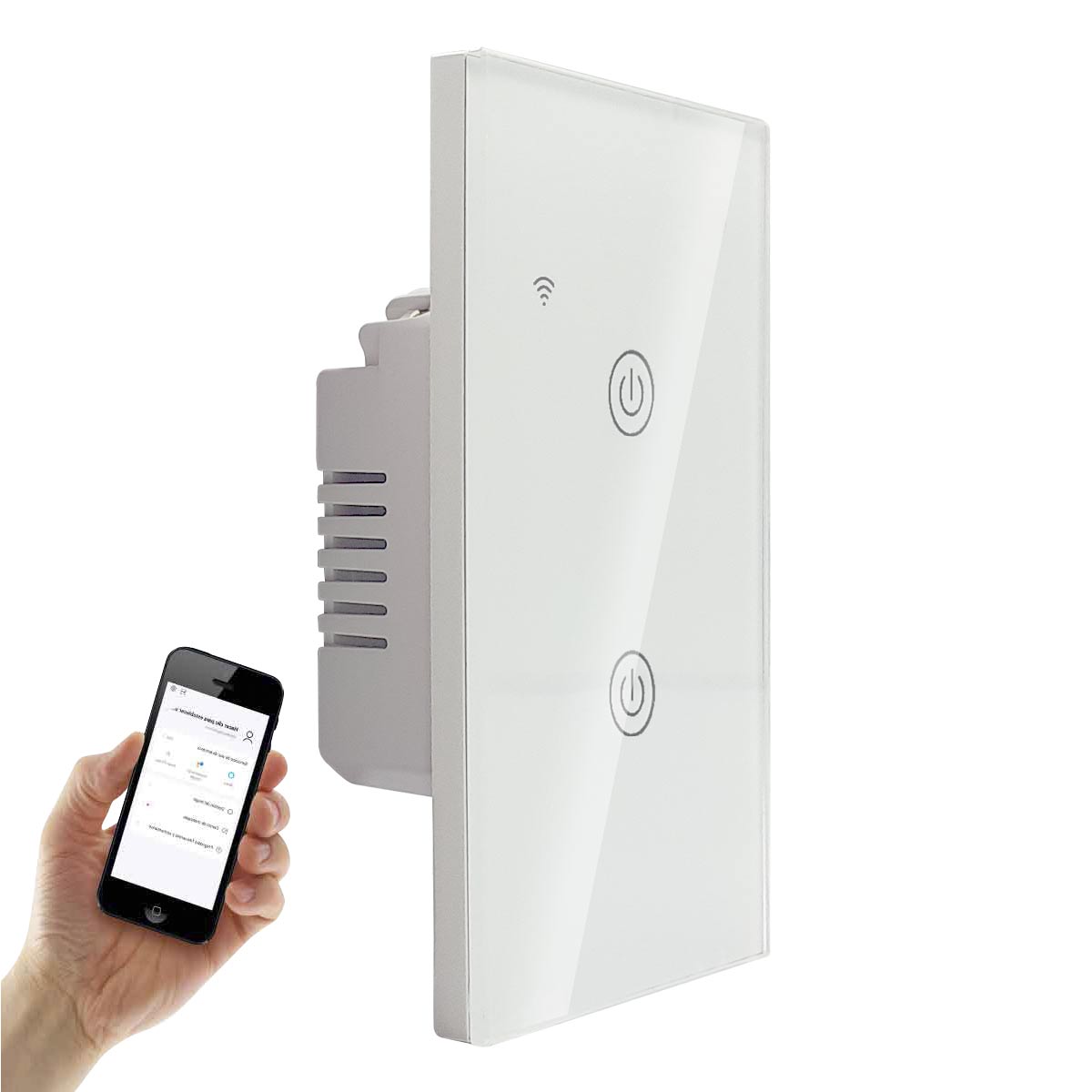 Apagador Inteligente Wifi Touch 2 Botones Blanco Compatible Con Alexa Google LUMMA Ferreabasto